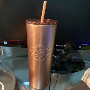 NEVER USED Starbucks rose gold glitter